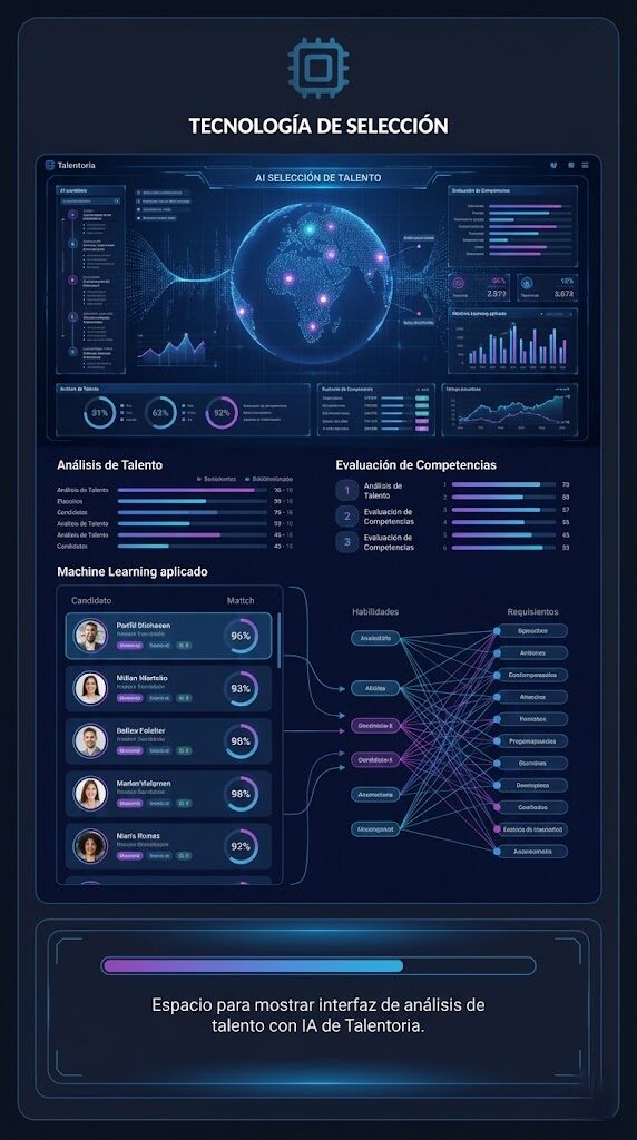Interfaz de tecnología avanzada para selección de talento con inteligencia artificial