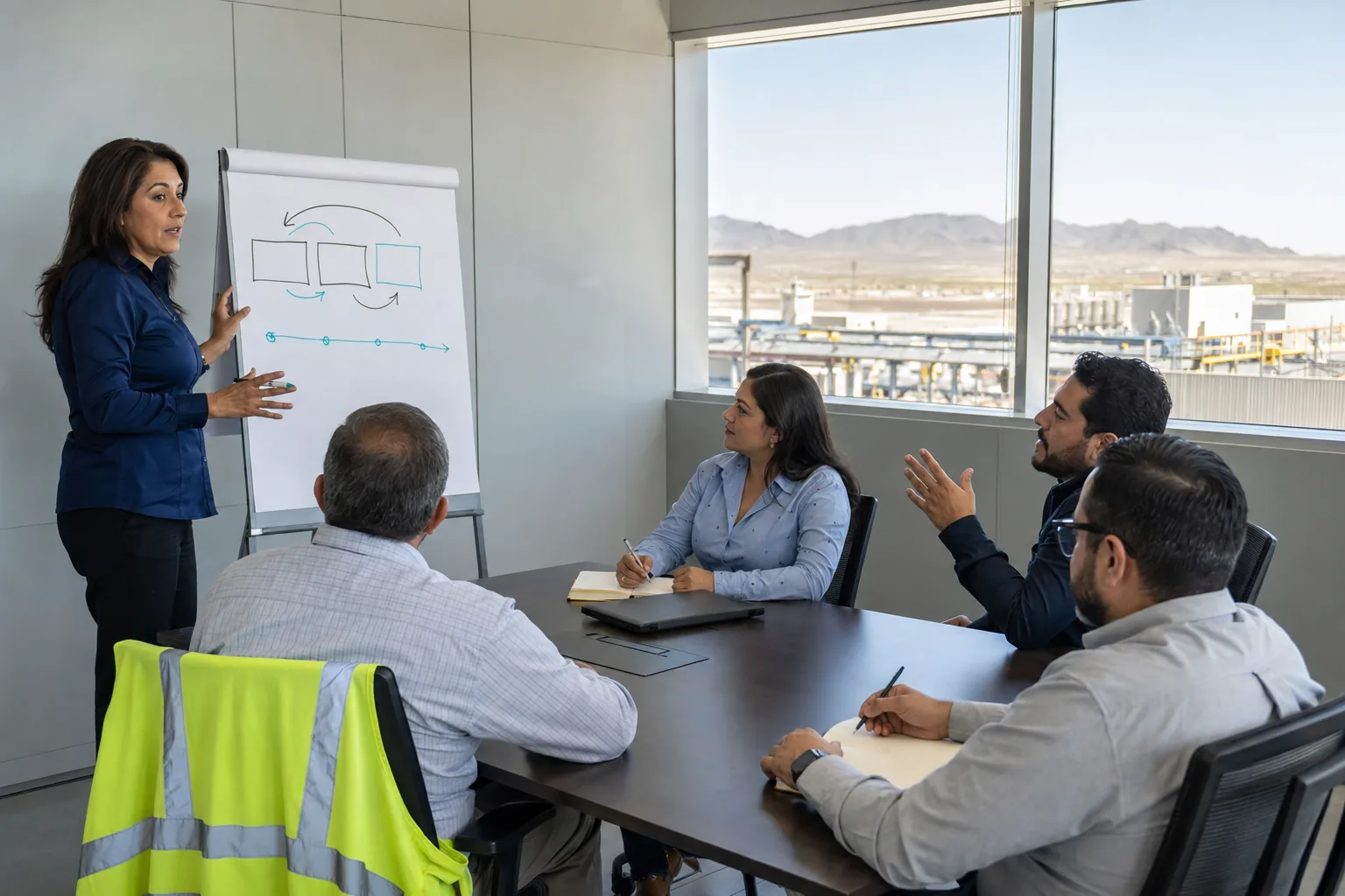 Consultora de Talentoría facilitando una sesión de planeación estratégica con el equipo directivo de una empresa de Chihuahua